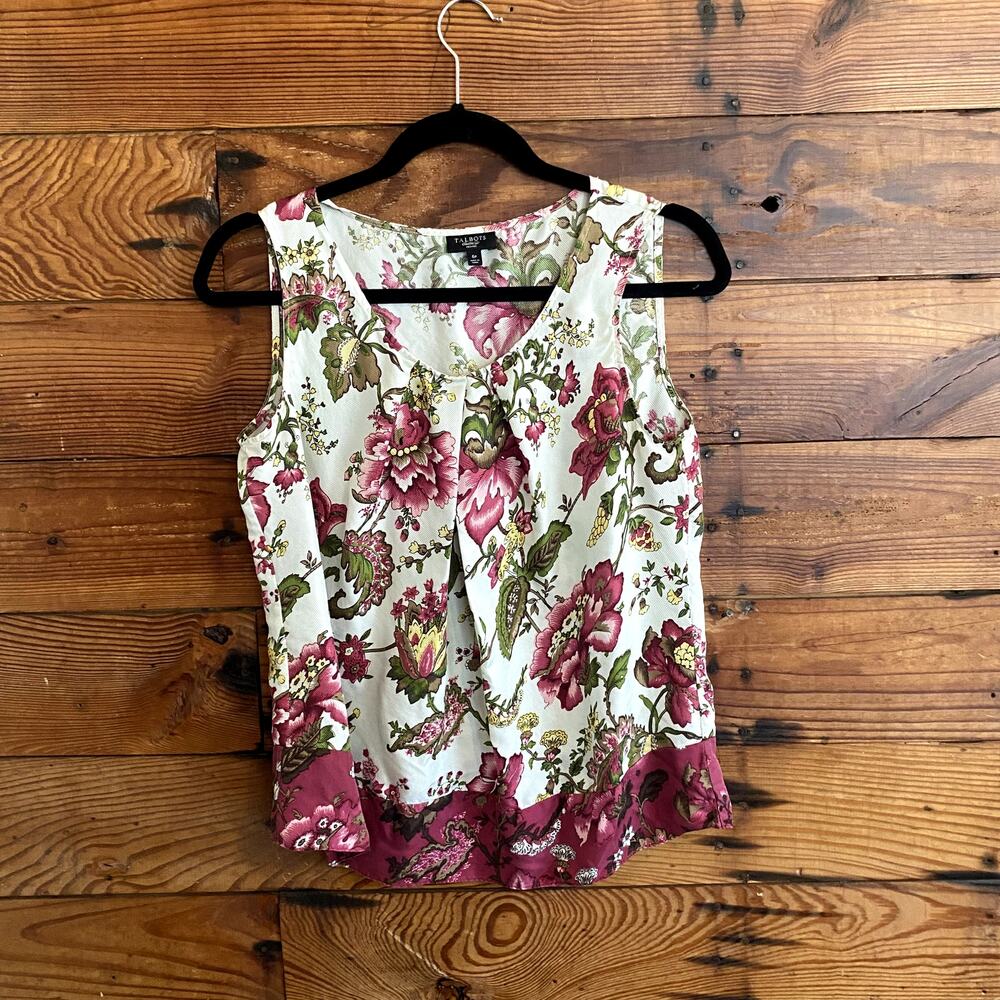 Talbots 100% Silk Floral Sleeveless Top size 6P